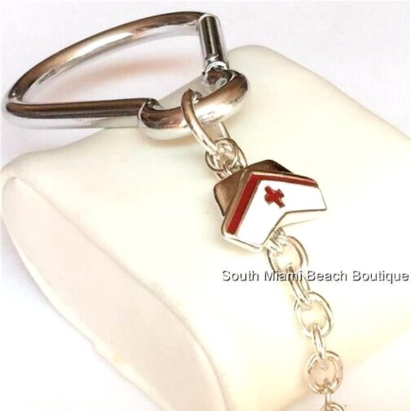 #1 Nurse Nursing Purse Charm Keychain Heart Cap RN LPN CNA Graduation Gift - Picture 2 of 11